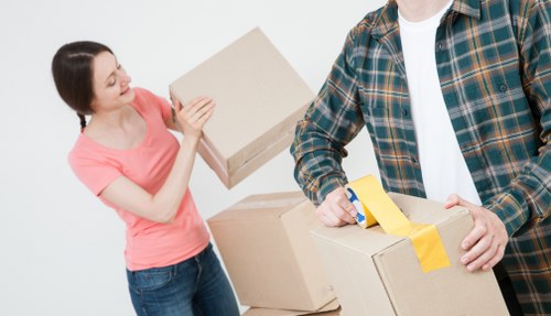 Removal van and moving equipment for a house move in Clapton
