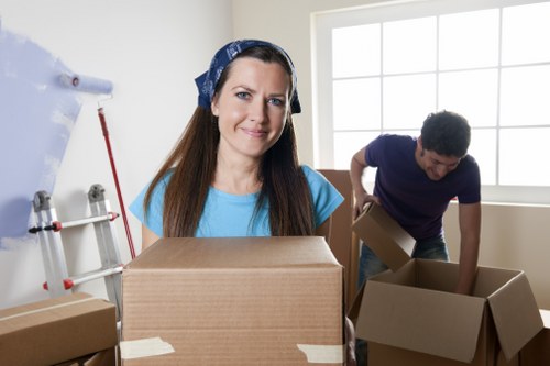 Clapton moving support with furniture and boxes