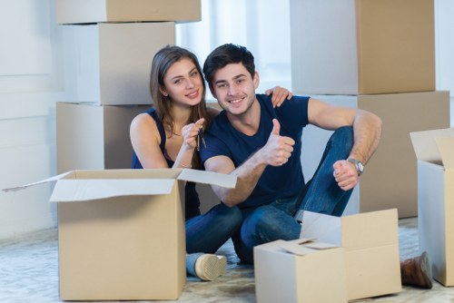 Furniture being carried into a Clapton property during a house move